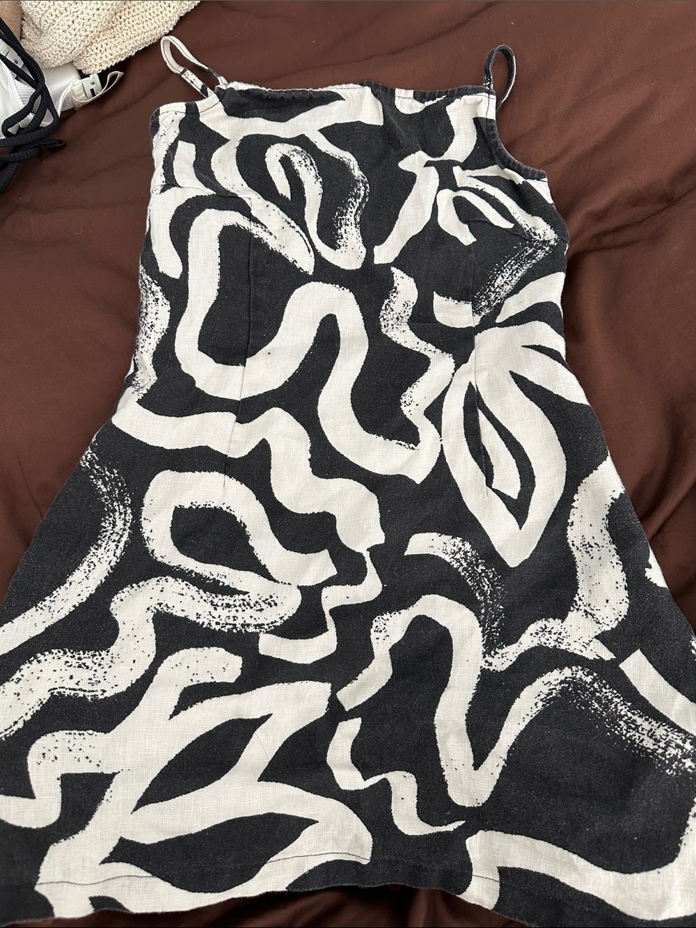 Zulu & Zephyr Black and White Abstract A-Line Skirt
